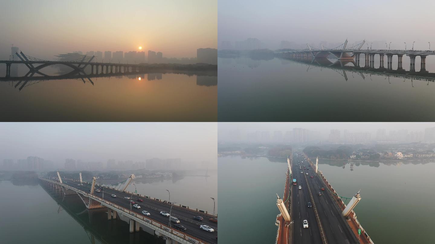 清晨雾气中的蠡湖大桥