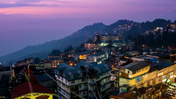 印度西孟加拉邦大吉岭市高角度拍摄