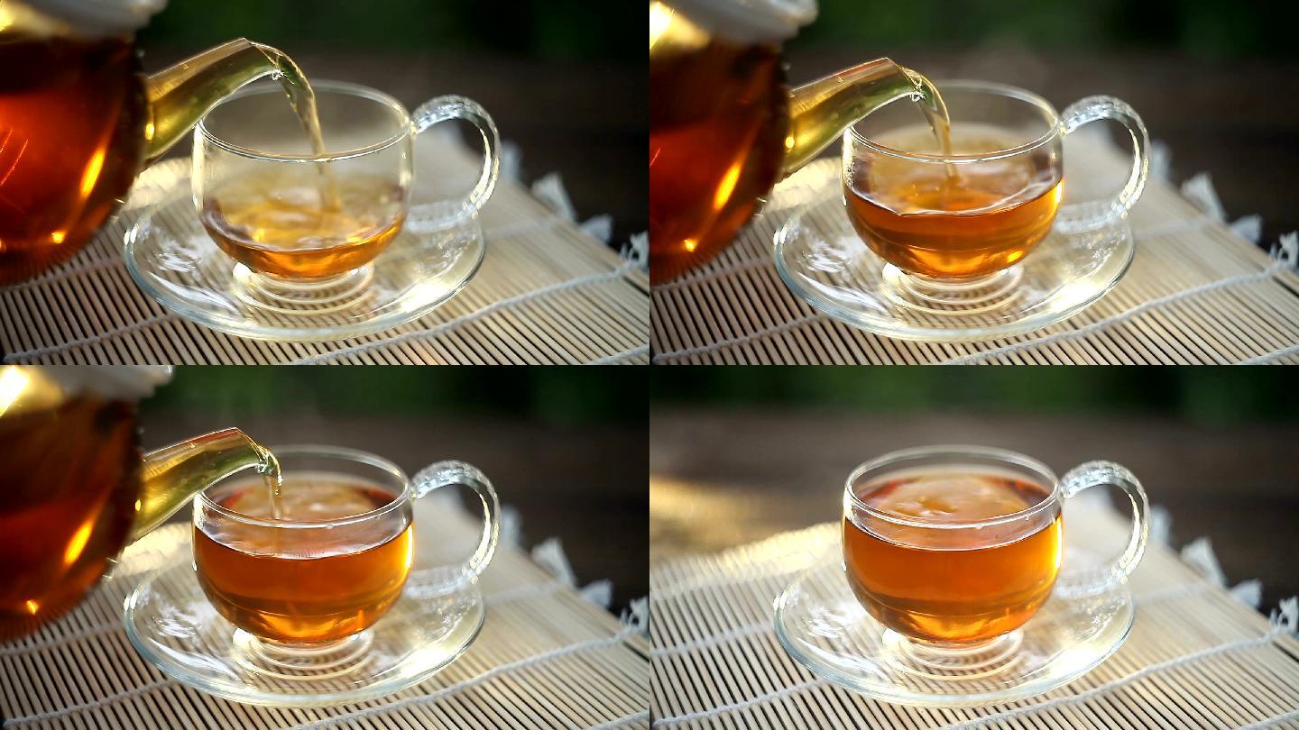 热腾腾的茶水制茶炒茶道文化茶园泡茶采茶