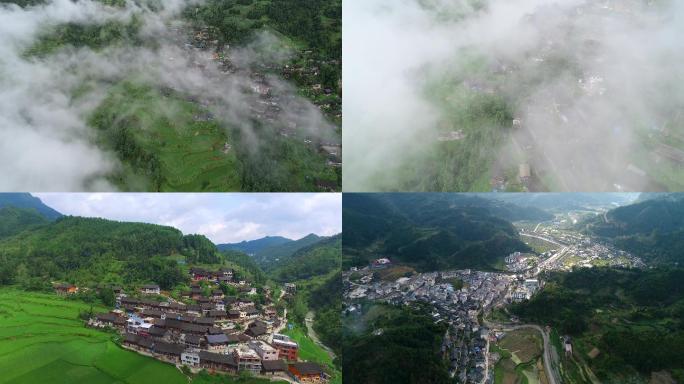 【4K】云雾梯田绿水青山农村少数民族跳舞