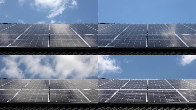 黑瓦屋顶太阳能电池板