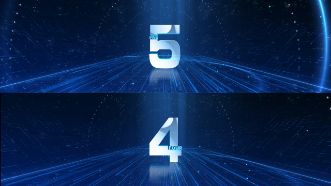4K宽屏震撼蓝色倒计时开场AE模板