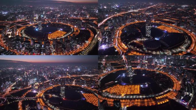 航拍万家灯火城市夜景4K