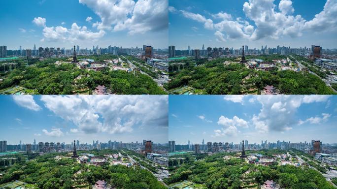 深圳世界之窗蓝天白云延时摄影空镜素材