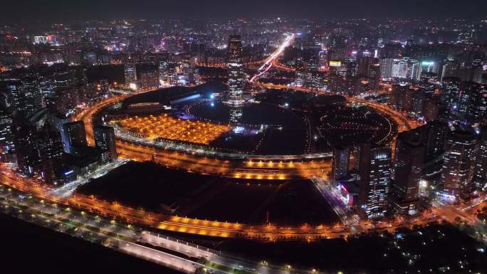 航拍万家灯火城市夜景4K