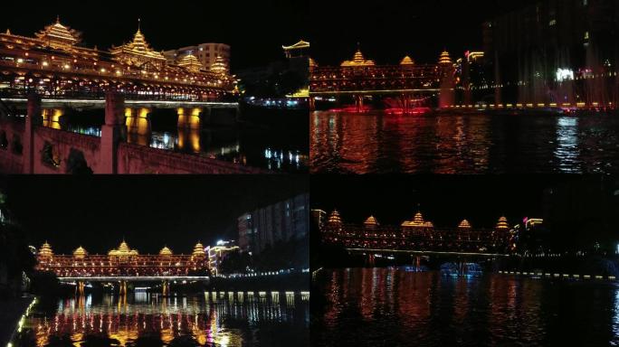 湖北恩施宣恩县，侗族风雨桥，文澜桥夜景