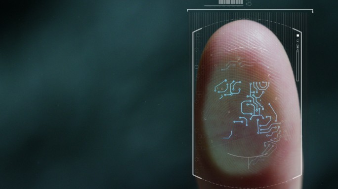 扫描指纹生物识别解锁触屏科技感