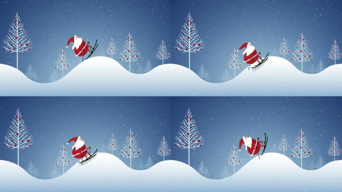 圣诞背景mg-滑雪卡通数字动画