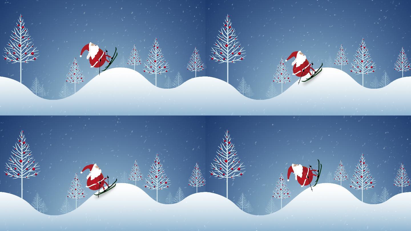 圣诞背景mg-滑雪卡通数字动画