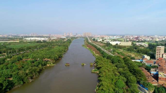 东江 支流 河道 航拍 4k