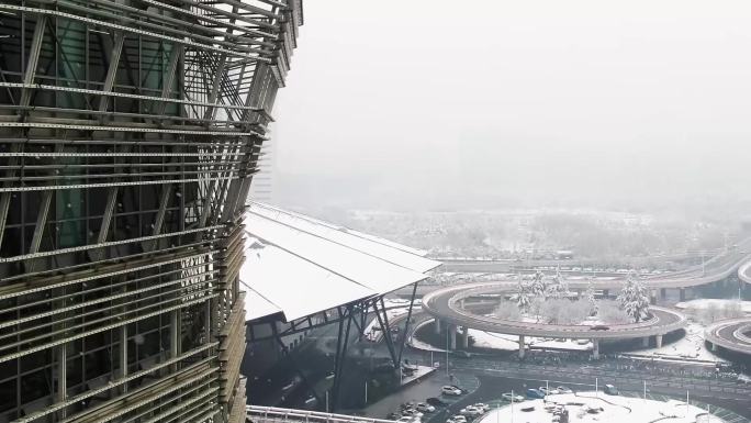 郑州CBD下雪雪景