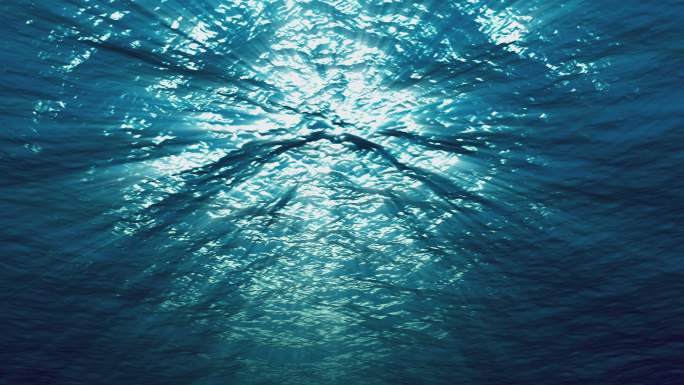 水下海底海底耶稣光深海浅蓝蓝色水下海底阳