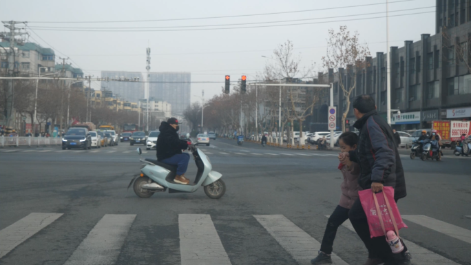 红绿灯 街道 车辆 行人 延时 空镜头