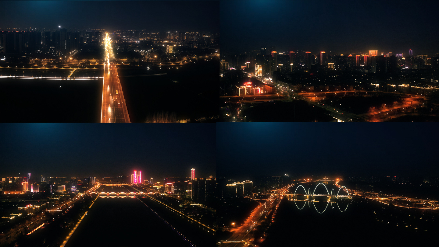 4K夜景灯光城市航拍延时摄影素材