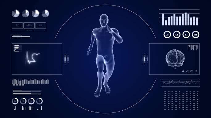 HUD显示器监控人的有氧跑步活动。