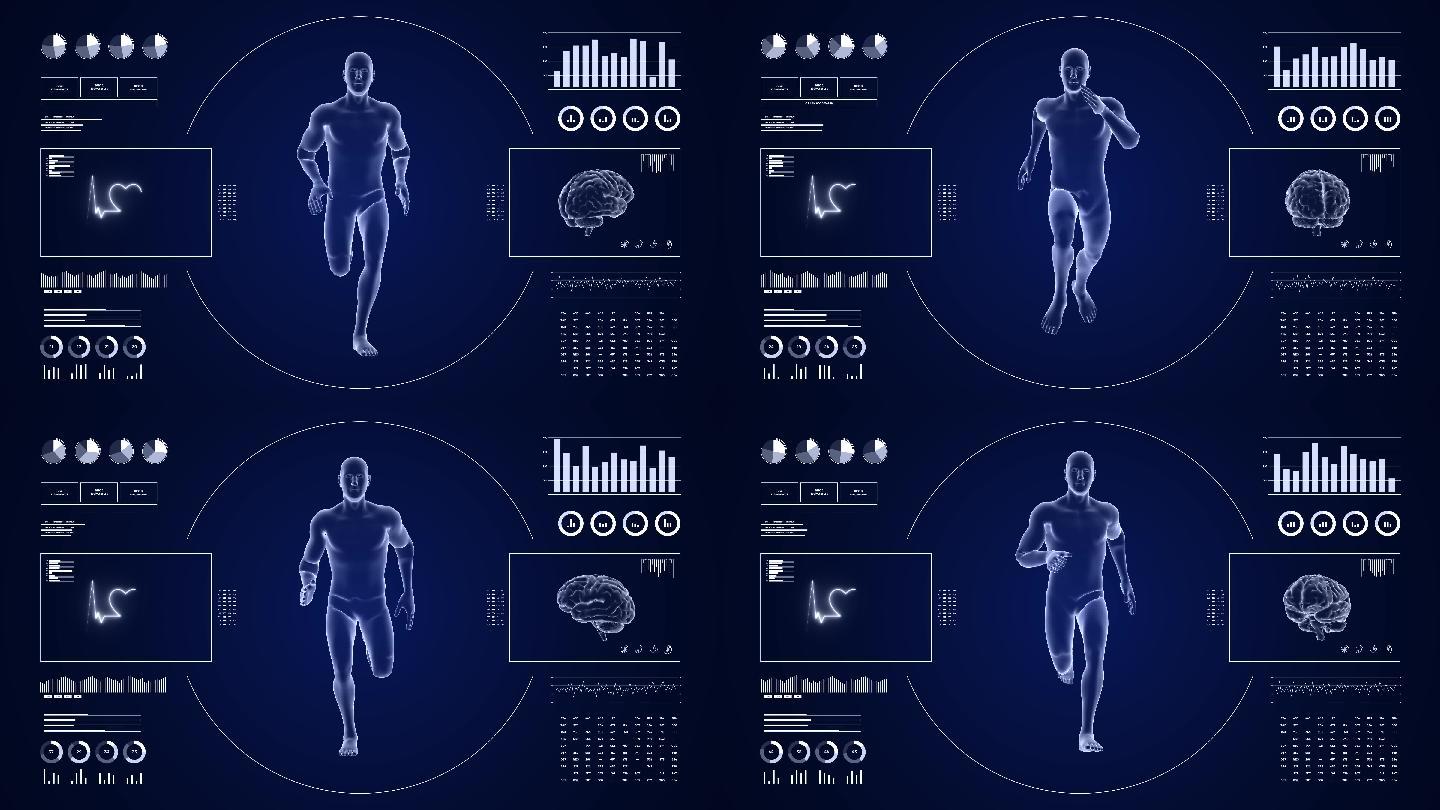 HUD显示器监控人的有氧跑步活动。