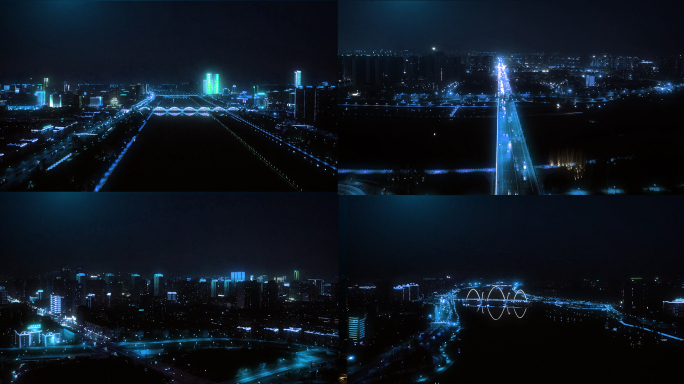 4K科技夜景灯光城市航拍素材