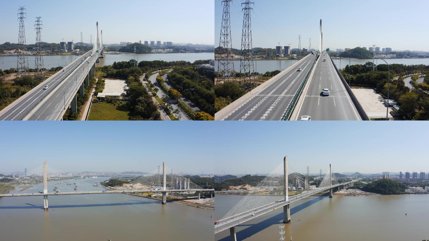 广州市番禺区新化快速路新造珠江特大桥航拍