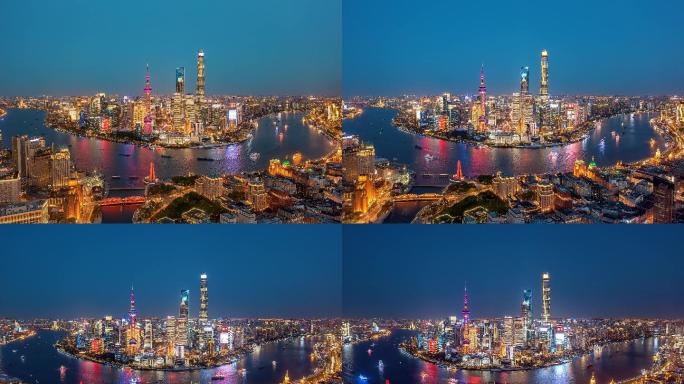 上海浦东陆家嘴外滩环绕延时摄影夜景