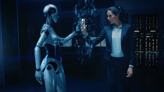 智能机器人人机交互科技智慧虚拟与现实全息