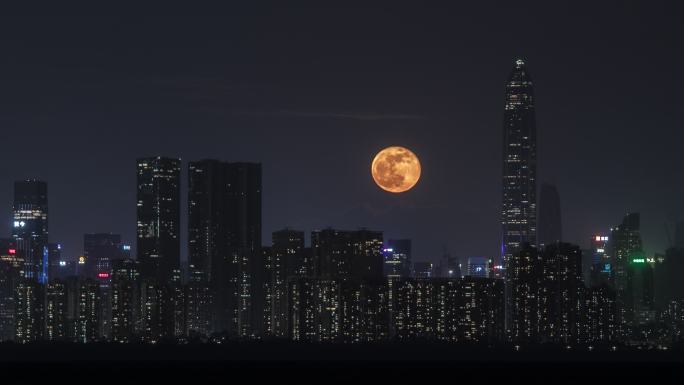 在深圳湾的月圆月出