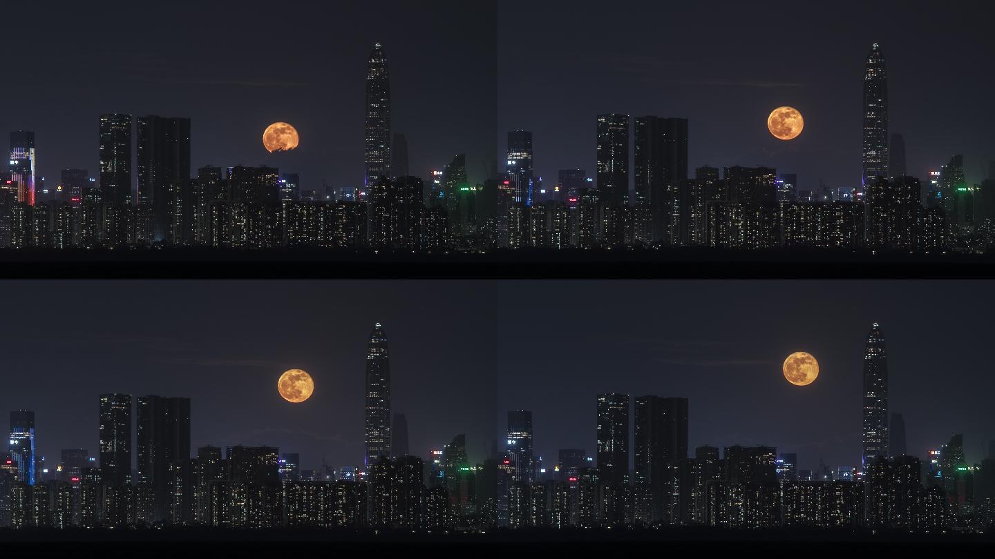 在深圳湾的月圆月出