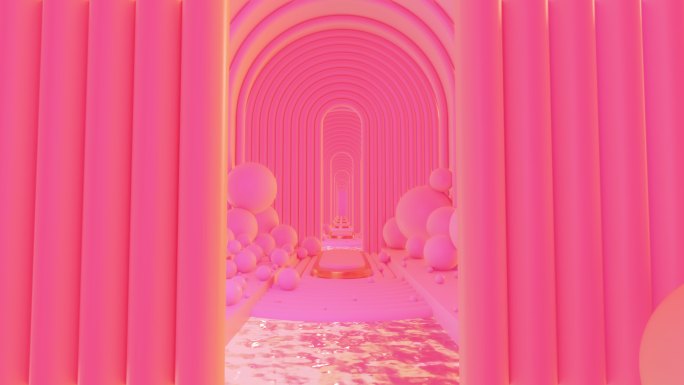 具有几何隧道的抽象场景彩色粉彩