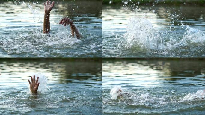 溺水的人呼救淹死挣扎