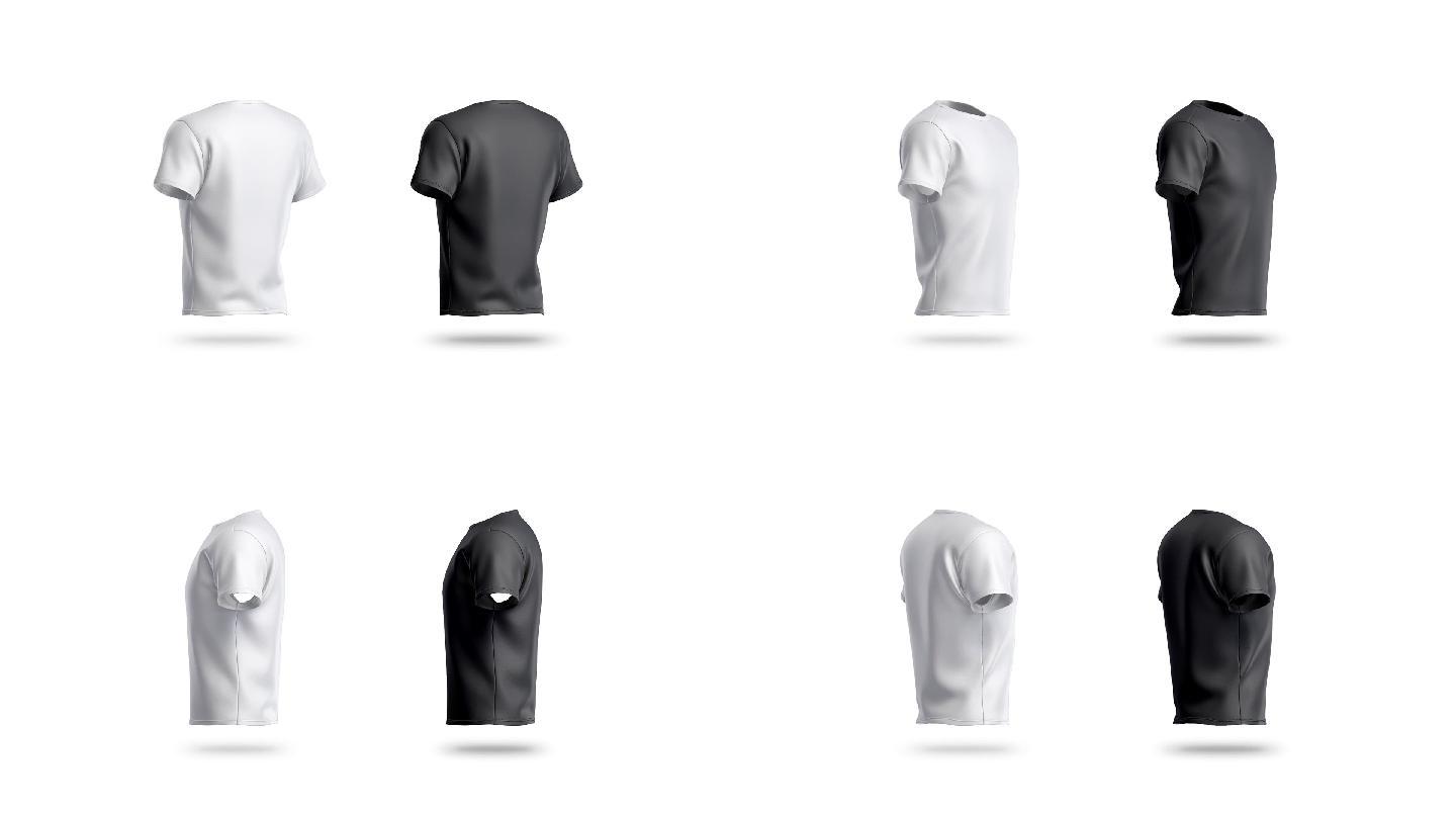 黑白干净t恤模型展示颜色设计图