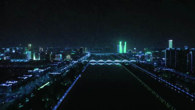 4K科技夜景灯光城市航拍素材B