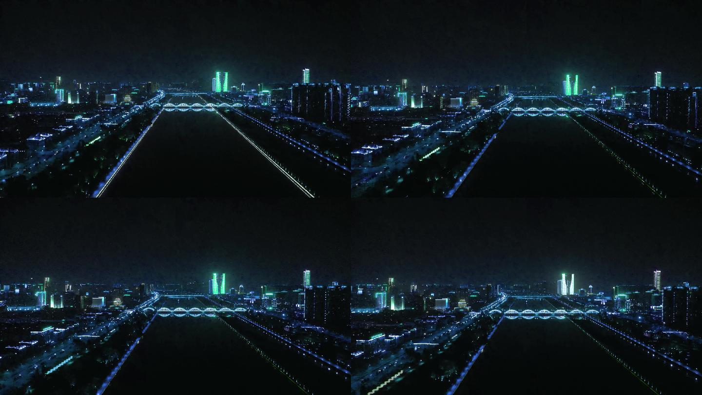 4K科技夜景灯光城市航拍素材B