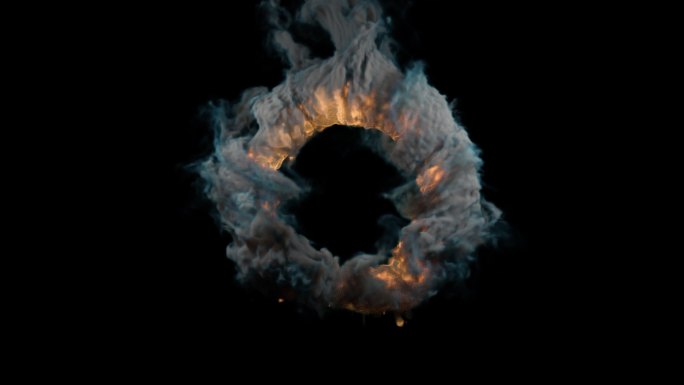 环中的抽象火焰冲击波能量波火圈