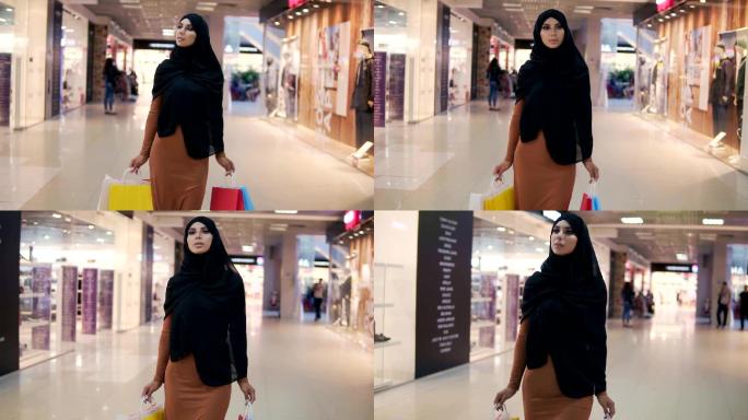 时尚年轻的妇女阿联酋地标女性外国女人