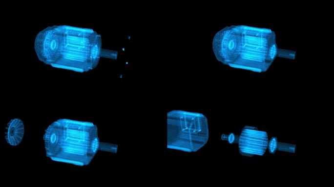 科技感三相电机拆解带通道