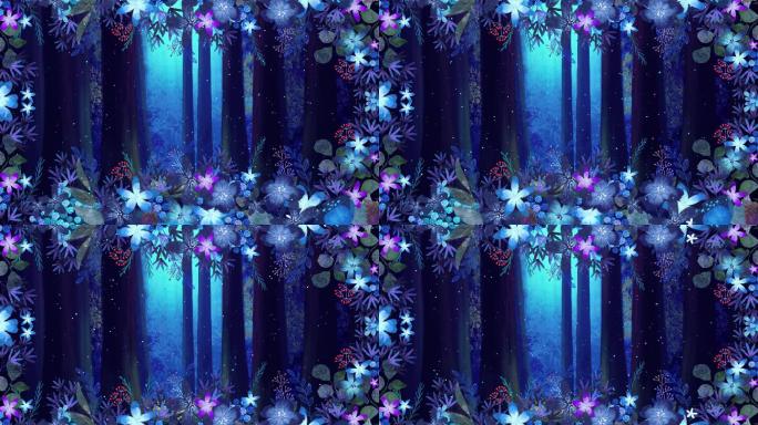 蓝色奇幻魔法七彩森林模板