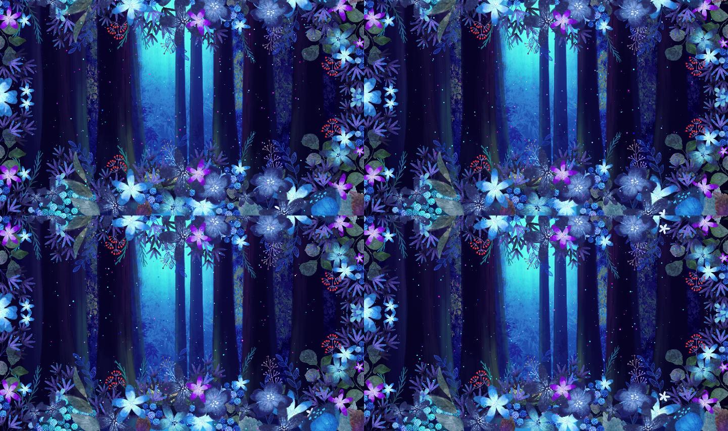 蓝色奇幻魔法七彩森林模板