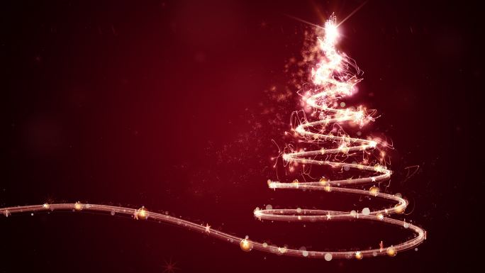 红色圣诞树动画金-金属红色树