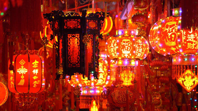 4K春节过年灯笼  虎年吉祥物 过年气氛