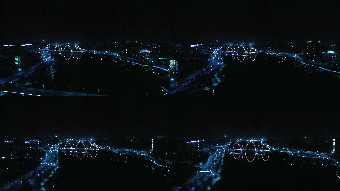 4K科技夜景灯光城市航拍素材D