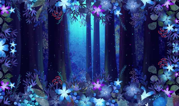 蓝色奇幻梦境魔法森林