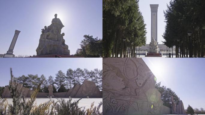 西路军纪念馆、纪念碑、烈士雕像、红色革命