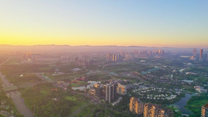 航拍成都天府新区城市风光