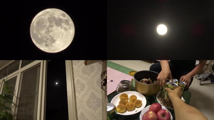 晚上月亮窗外月亮吃美食