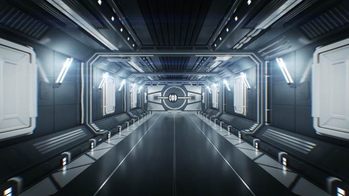 美丽的太空船隧道穿梭视频素材空间站