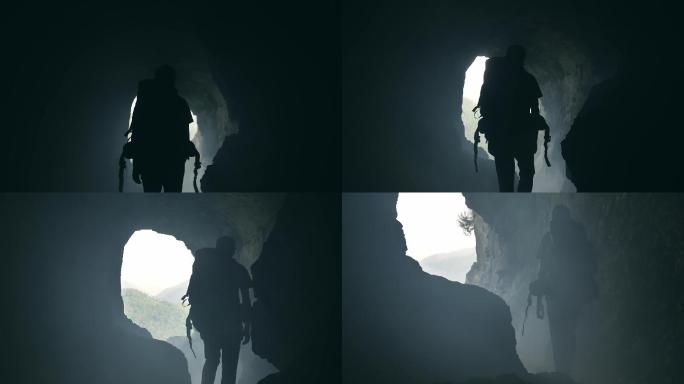 徒步探险洞穴山洞地质学地下勘探