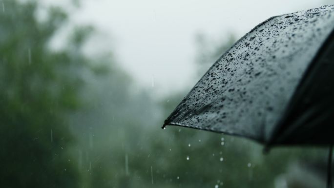 雨点落在伞上