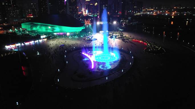 大连东港威尼斯水城喷泉城市夜景