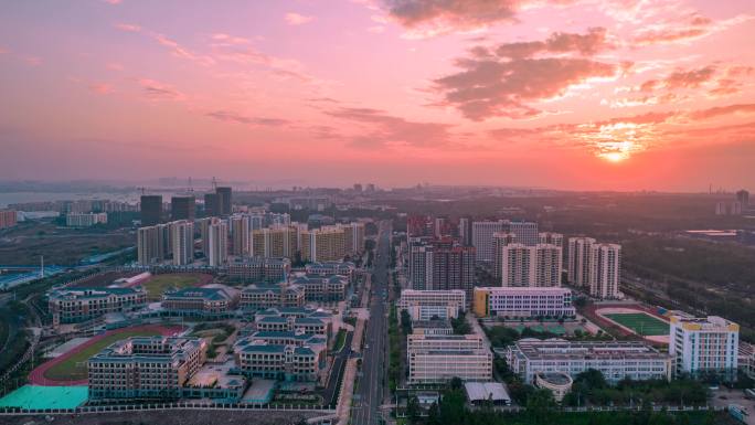 航拍延时洋浦城市风光