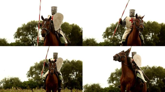 中世纪骑马的骑士。