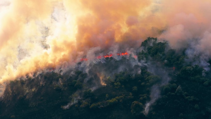 森林自然灾害深林大火航拍消防安全
